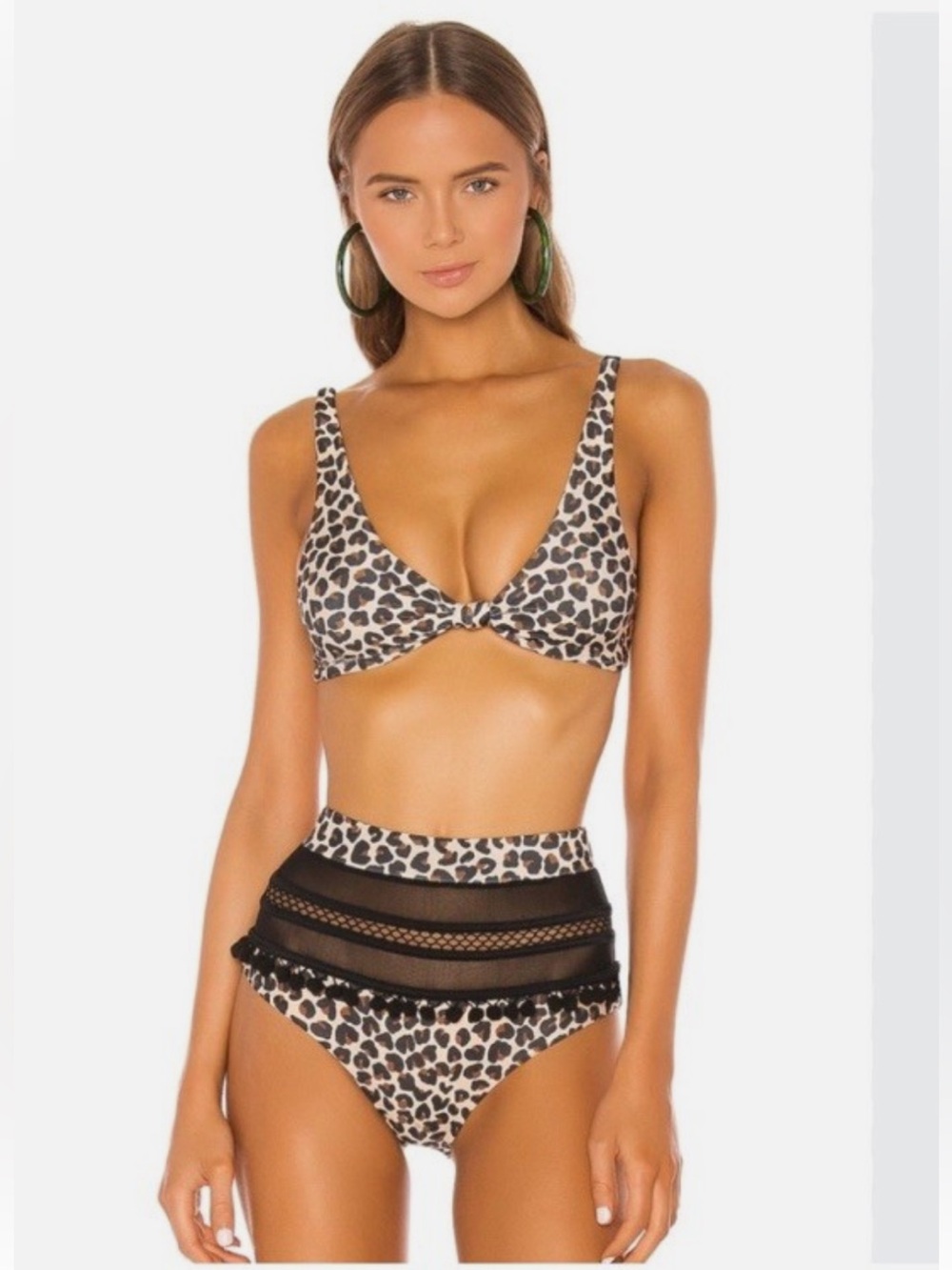 Tularosa Claudia Leopard Print Bikini Set – High Waisted 🐆 Top M;Bottoms S